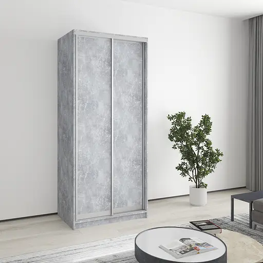 Шафа-купе дводверна MebelStar Уні AL 2ДСП 90x60x210 см Бетон (MBS-2593)