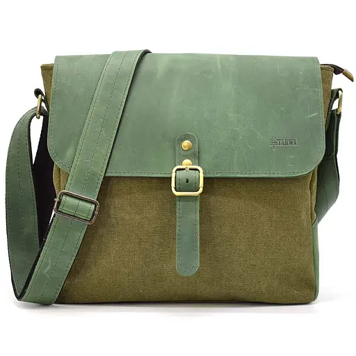 Чоловіча шкіряна сумка через плече TARWA 30х32х7.5 см sum0025892 - фото 3