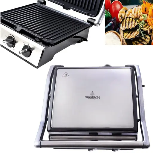 Прижимной контактный домашний электрический гриль Crownberg Cb-1041 2000W - фото 3