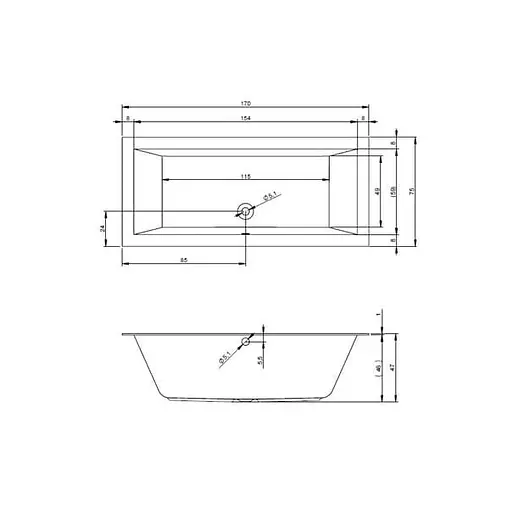 Ванна акрилова Rho Lugo 170x75 BT0100500000000 Білий - фото 2