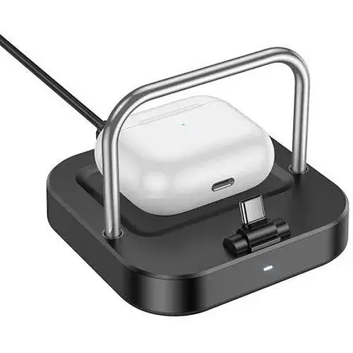 Бездротовий ЗП Magsafe HOCO CQ16B Astute 2-in-1 desktop charger чорний - фото 1