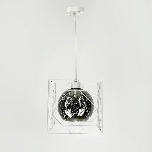 Люстра у білому корпусі з графітовим плафоном 24х24 см | Арт. 12120/1 WT+GR | Line F - фото 5