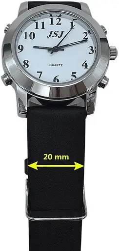 Англоязычные часы для слепых людей или престарелых или пожилых с сигнализацией из кварца, кожаный ремешок - фото 3