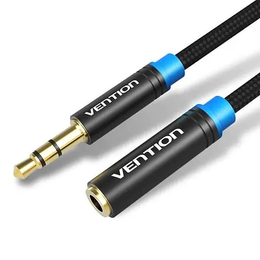 Кабель Vention Audio 3.5 mm M - 3.5 mm F, 5 m, Black (VAB-B06-B500-M) - фото 1
