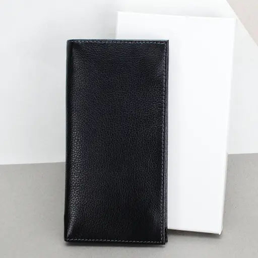 Портмоне мужское кожаное на магните RG 6022-A вертикальное черное - фото 1