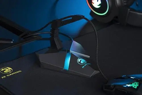 Тримач кабелю 2E GAMING "Bungee Scorpio", Grey, 7 режимів LED-підсвічування з сенсорним керуванням, 3xUSB 2.0, кардрідер microSD, 1 x microUSB, 1.2 м (2E-MB001U) - фото 5