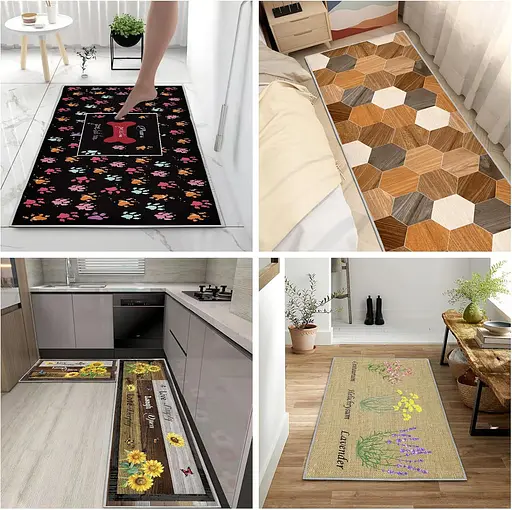 Набір килимків для кухні та ванної 120×40 см і 60×40 см водонепроникні, протиковзні, м'які, декоративні Home Сірий 88321 - фото 6