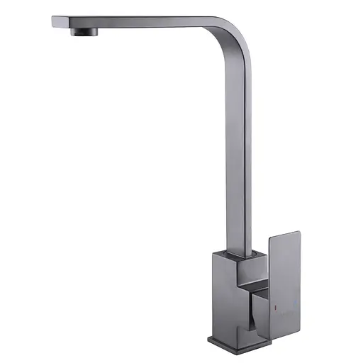 Змішувач для кухні Globus Lux KUBUS одноважільний поворотний з нержавійки для швидкого монтажу та підключення до водопроводу