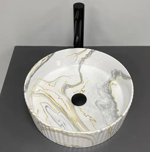 Умивальник VBI Brindisi M stains glossy накладний VBI-014103, Мармур - фото 2