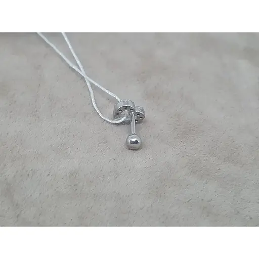 Серебряная серьга для пирсинга хеликса с фианитами. 40104ШТ - фото 3