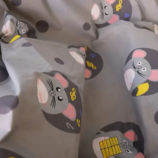 Комплект постельного белья MirSon Бязь 20-0029 Funny mice 160x220 см серо-желтый (2200010267198) - фото 4
