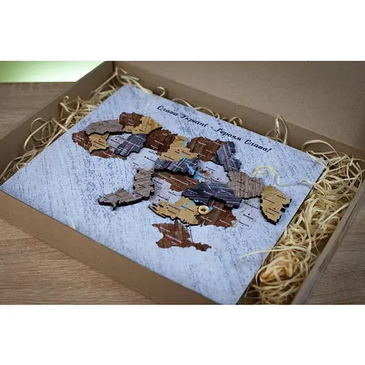 Двухслойная деревянная Карта Украины PuzzleOK на подставке Арт-00351   - фото 4