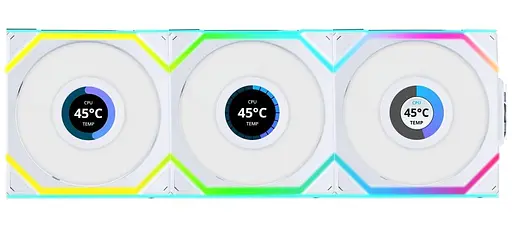Вентилятор Lian Li Uni Fan SL Wireless LCD 120-3 Reverse White (G99.12RSLLCD1W3W.00) - фото 1