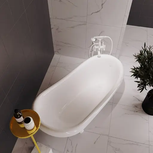 Ванна отдельностоящая матовая Amdcon Symphony 167x78 белая из литого камня белые ножки SYMFONYA_167_MAT Белый матовый - фото 3