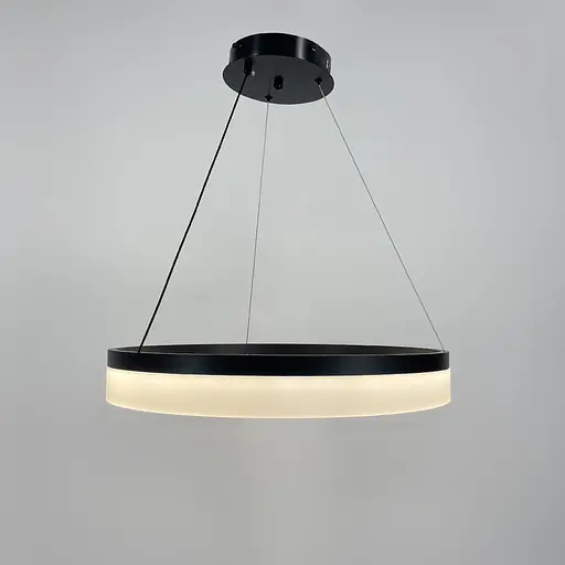 Сучасна кільцева люстра в чорному каркасі у 3-х розмірах | Арт. YO 18 BK | Line F - фото 2