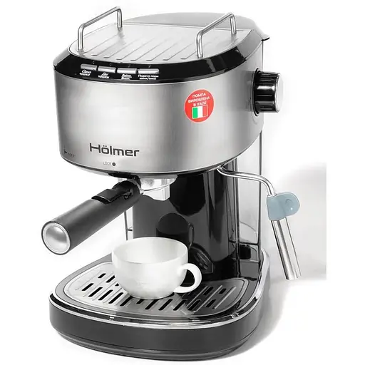 Кофеварка Holmer HCM-105 Silver, 850W, рожковая, эспрессо рожковая, управление механическое, молотый кофе, давление 15 бар, объем 1.2 л - фото 4