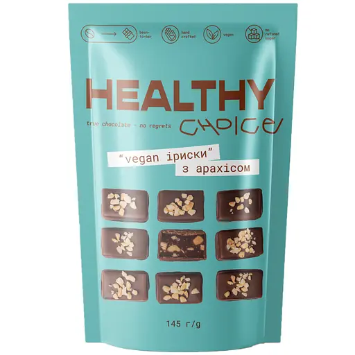 Шоколадные конфеты Healthy Choice Ириски с арахисом 10 шт. 145 г