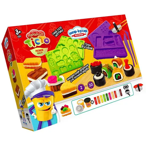 Креативна творчість Danko Toys Тісто для ліплення Шеф-кухар Ресторан Суші 1 TMD-17-01U…-04U з формами - фото 1