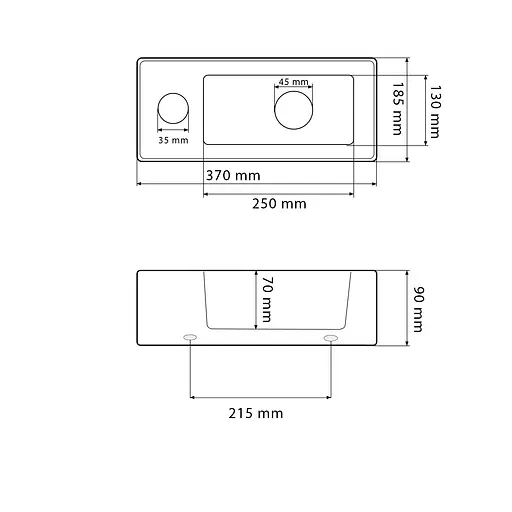 Умивальник VBI Komo R white накладний підвісний VBI-015601, Білий - фото 2