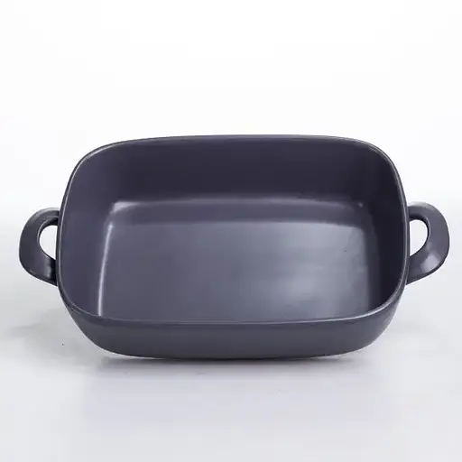 Форма для випікання Yiwu порцелянова з ручками прямокутна 23х17х5 см посуд для духовки запікання кухонний прямокутний чорний KS-644 - фото 3
