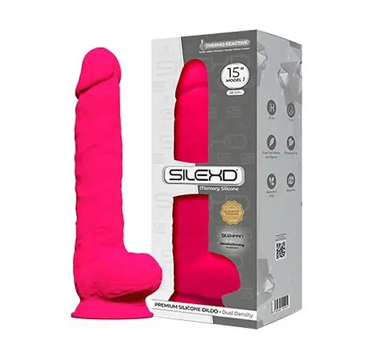 Фалоімітатор SilexD Premium Silicone Dildo Model 1 Size 15 38 см рожевий - фото 3