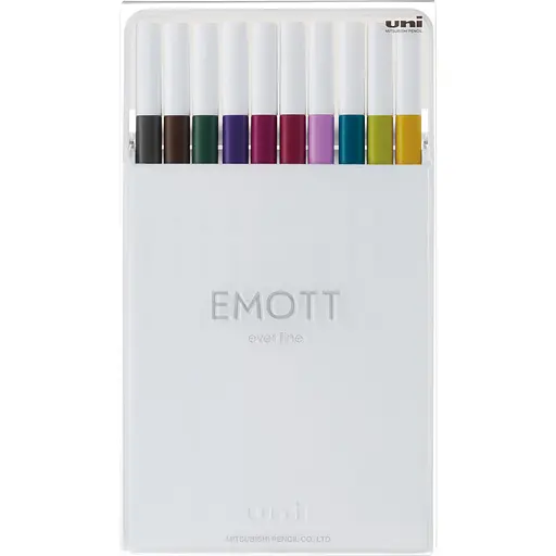 Набор лайнеров Uni Emott Fine Line Calm-tone Dark Color 0.4 мм 10 цветов (PEM-SY/10C.03CTDC) - фото 1