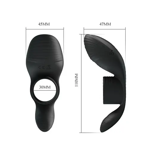 Виброкольцо Pretty Love Master Ring 11 см (черный) - фото 8