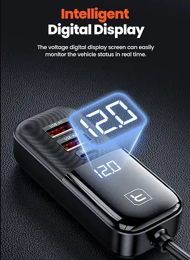 Автозарядный адаптер 4 выхода Toocki 120W TQ-CC28 2C+2A TCC2C2A-XJ01 черный - фото 4