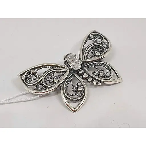 Серебряная брошь Ирий Бабочка с фианитами. 9532 - фото 2