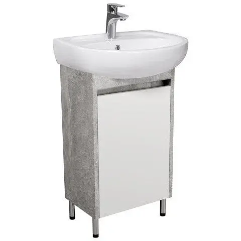 Тумба Мойдодир Nice Loft 50 з умивальником Solo 50 бетон з білим Білий - фото 1