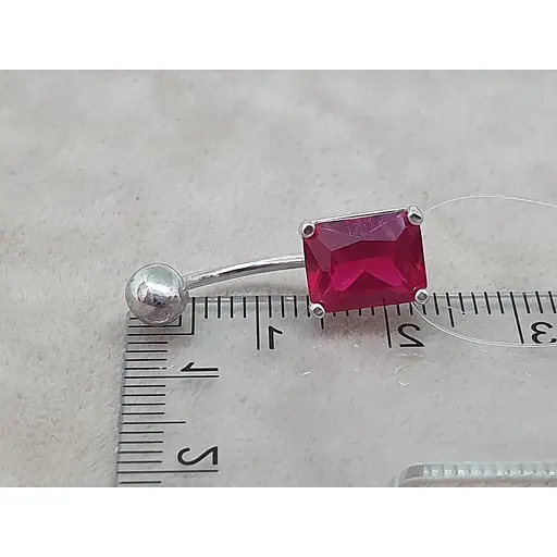 Серебряная серьга для пирсинга пупка с фианитами. 7028.5С - фото 6