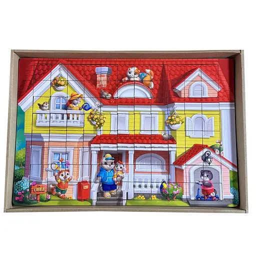 Деревянный пазл-вкладыш "Кошачий дом пазл летний" (ПСД273) PSD273