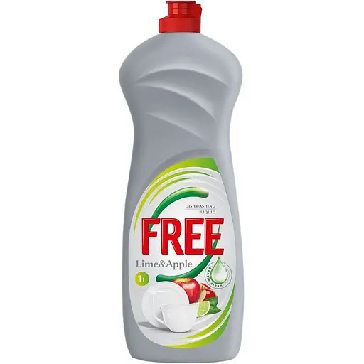 Гель для мытья посуды Free лайм и яблоко 1 л