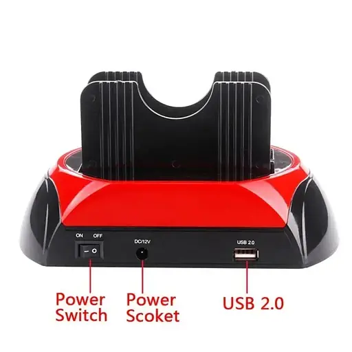 Док станція для HDD Kkmoon C55 зовнішня кишеня для жорстких дисків 2.5-3.5 дюйма червоний - фото 4