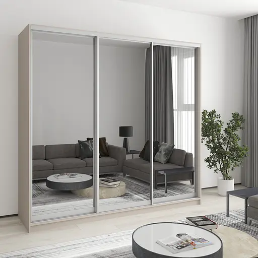 Шафа-купе тридверна MebelStar Комбо AL 3 Дзеркала 220x45x210 см Кашемір (MBS-3266)