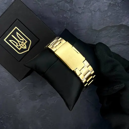 Наручний годинник чоловічий 017 Тризуб Золото Gold-Black-White Steel Patriot acs0030990 - фото 5