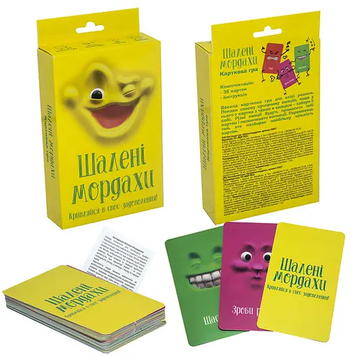Карткова гра "Шалені мордахи" Strateg 30857, 36 картонних карток, інструкція - фото 2
