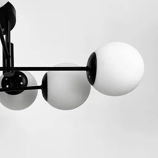 Стельова чорна люстра на 8 білих плафонів Ø 80 см | Line F | Арт. 81188/8 BK+BK+WT - фото 2