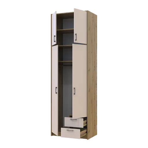 Шафа для одягу Doros Ронді з високою антресолею Дуб Артізан/Кашемір 2 ДСП 82х52х260 (42005192) - фото 2