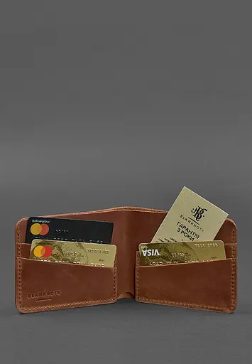 Мужской кожаный портмоне 4.1 (4 кармана) светло-коричневый Crazy Horse - фото 3