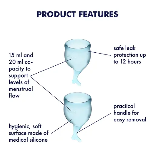 Менструальна чаша Satisfyer Feel Secure 2 шт. блакитна - фото 5