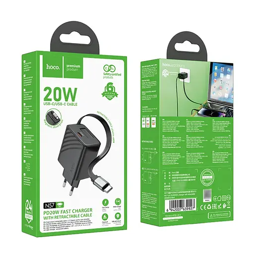 Зарядное устройство Hoco N57 Type-C PD + кабель Type-C черный - фото 6