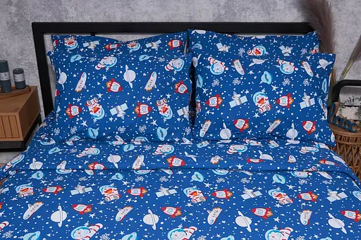 Комплект постільної білизни Moon&Star Бязь Gold Люкс Space Cats King Size 220x240 наволочки 2х70х70 - фото 2