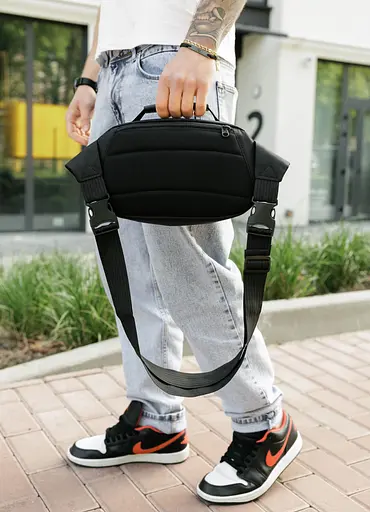 Сумка через плечо бананка Sambag Flex черная тканевая 30×17×10 см (85351065m) - фото 6