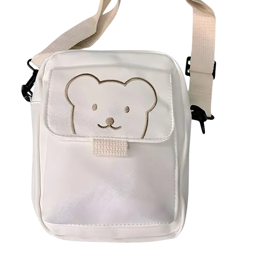 Детская сумка кросс-боди Мишка Тедди в корейском стиле 22х16х6 см белая (25-578)