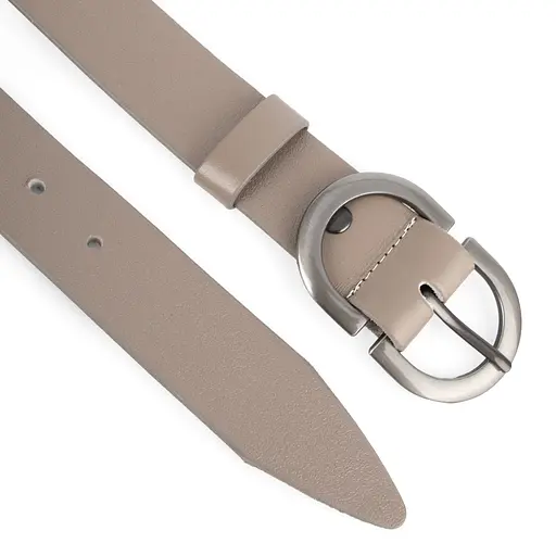Ремінь жіночий шкіряний НС-3424 (120 см) зі сріблястою пряжкою бежевий - фото 3