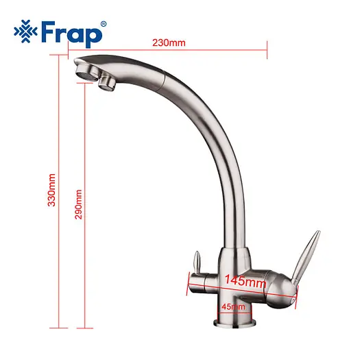 Смеситель для кухни однорычажный под фильтр латунь Ø35 сатин Frap 1/10 F4399-5 Хром матовый - фото 3