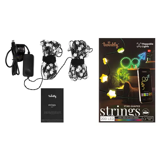 Twinkly Гірлянда Smart LED Twinkly Strings Star RGB 200 IP20 12м USB-C кабель зелений без БЖ - фото 5