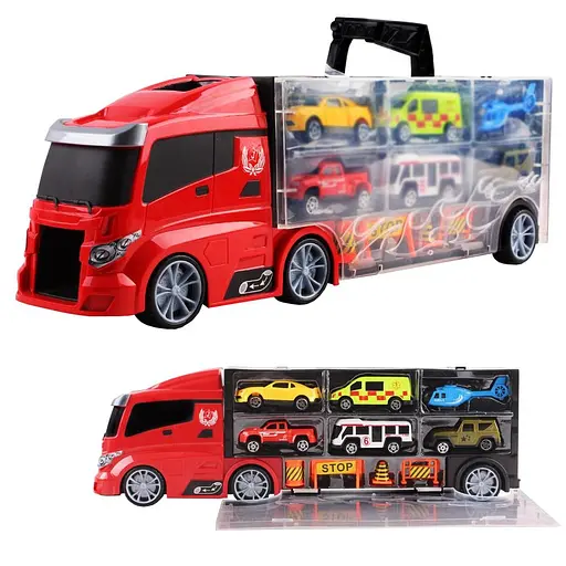 Трейлер, 39 см, транспорт 6 шт., от 7 см, дорожные знаки, 40x15x9.5 см