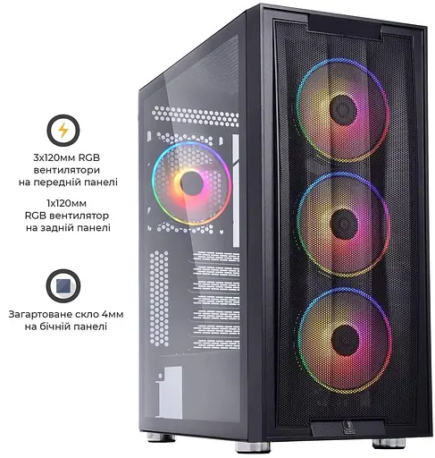 Корпус QUBE GALAXY Black (GALAXY_FCNU3) Без БП - фото 3